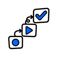 Three connected steps ending with a check mark